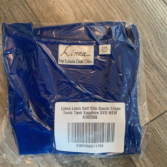 NWT LINEA BY LOUIS DELL'OLIO GAUZE CREPE TUNIC SAPPHIRE XXS - Picture 6 of 8
